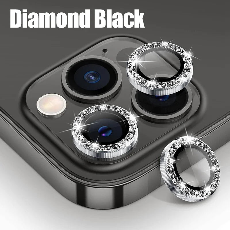 3PCS Camera Lens Protector For iPhone 11 12 13 Pro Max 14 15 16 Pro Max Diamond Metal Protective Glass For iPhone 14 15 16 Plus