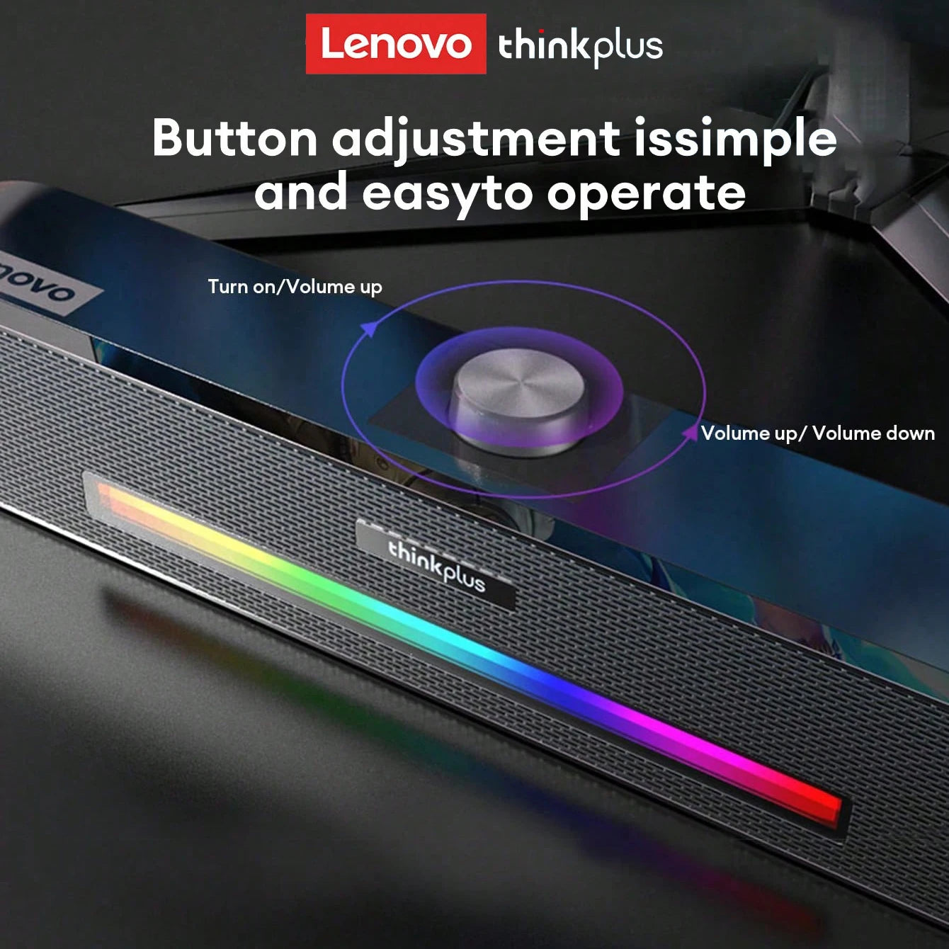 Original Lenovo TS33 AUX Bluetooth 5.0 Speaker 360 Home Movie Surround Sound Bar Audio Speaker For Desk Computer Subwoofer