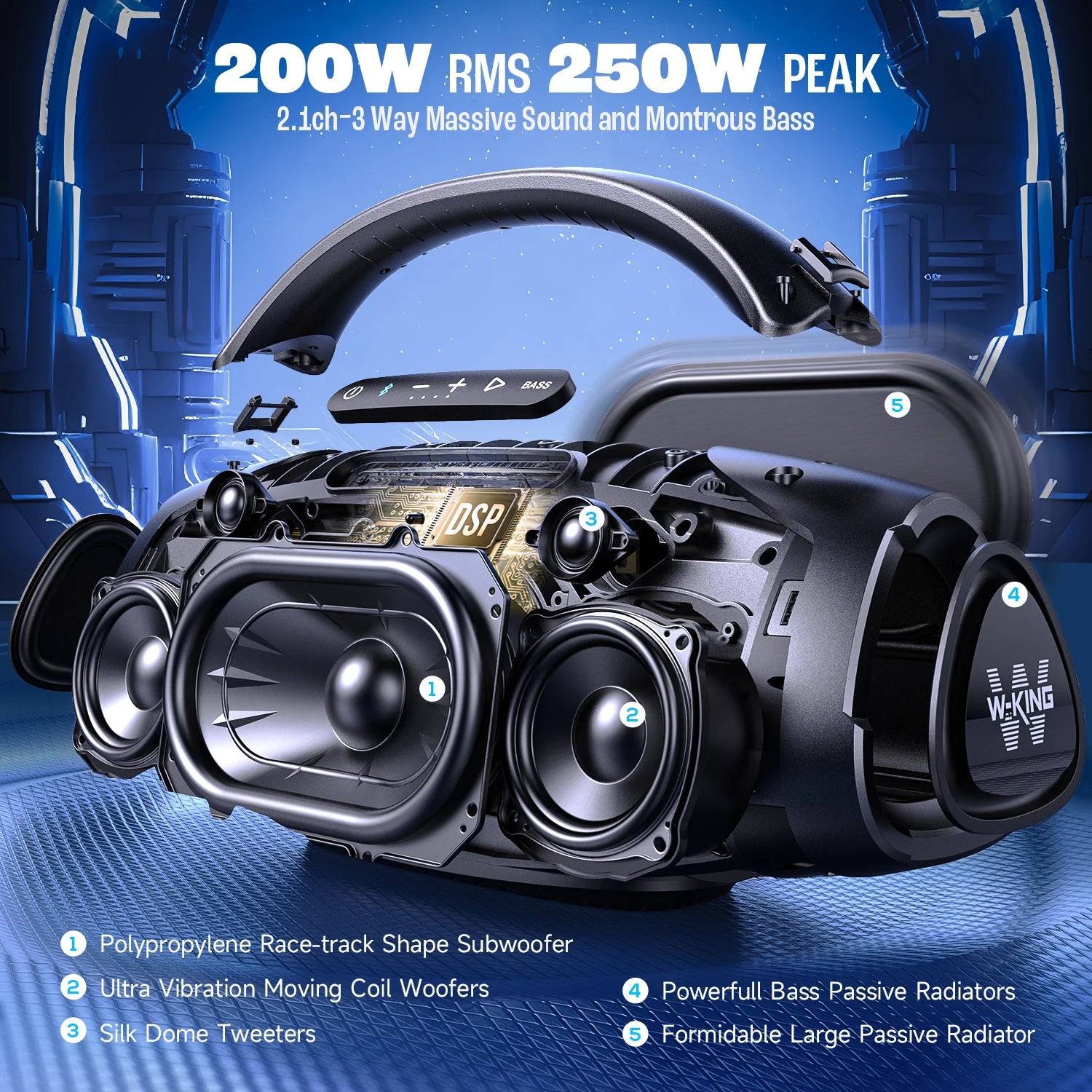 W-KING 200W RMS Portable Bluetooth Speakers