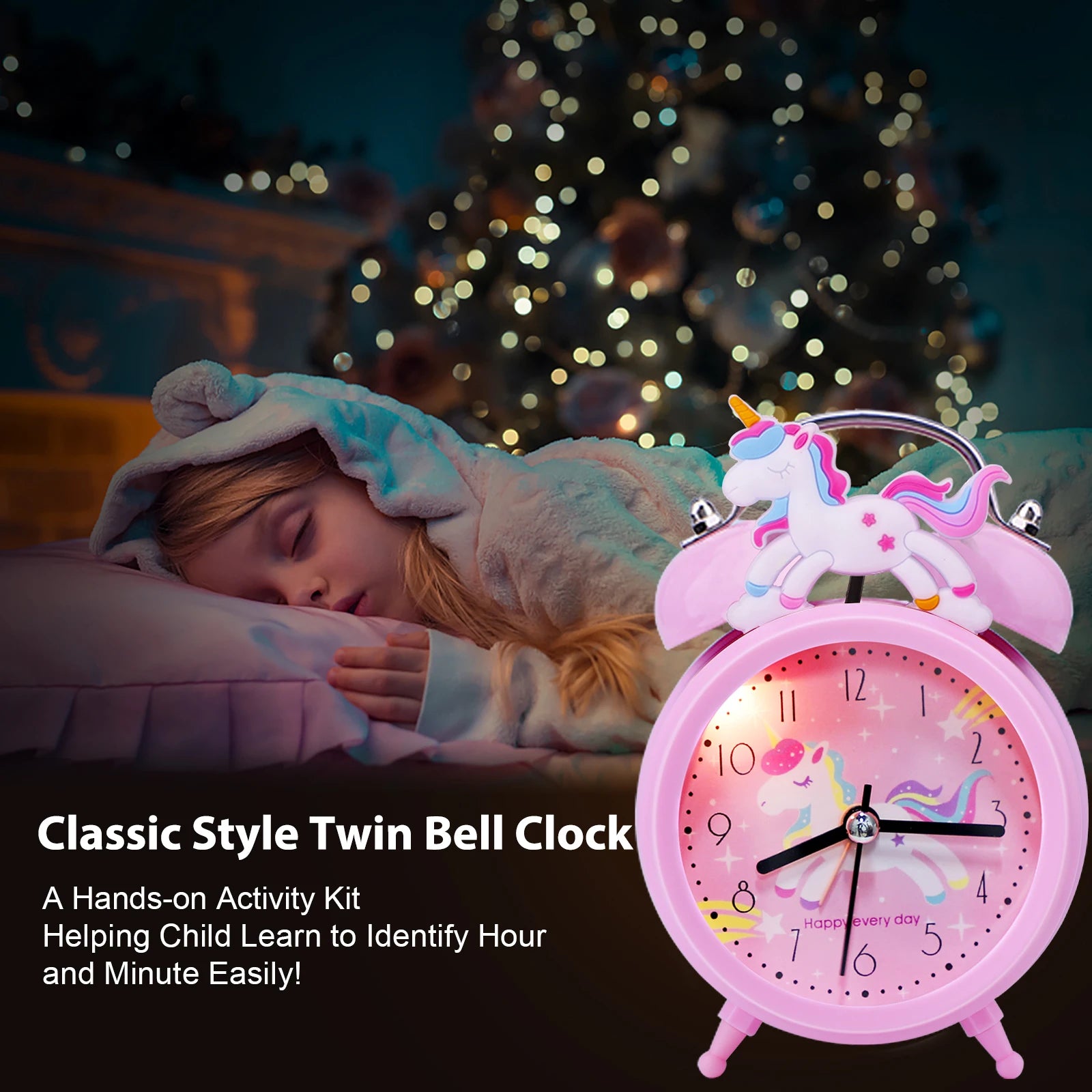 Pink Unicorn Children's Alarm Clock Cartoon Desktop