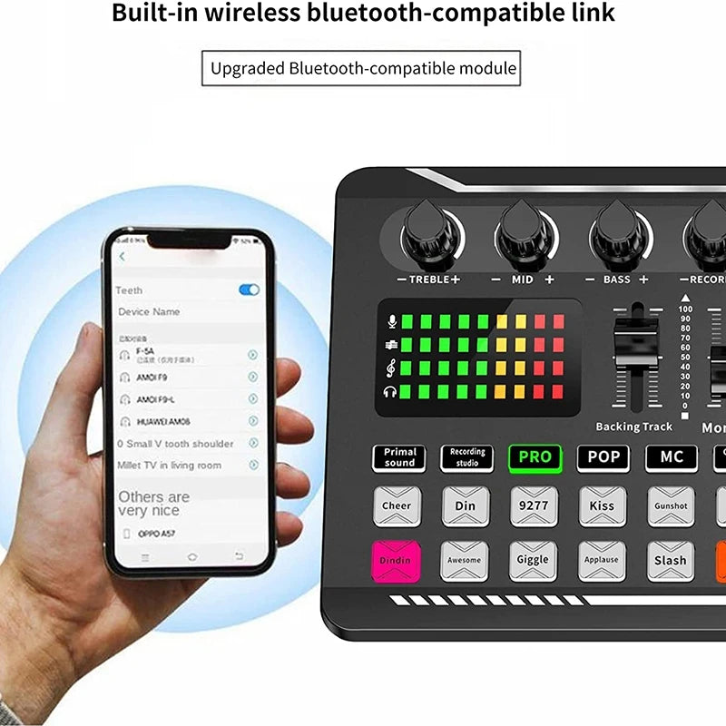 DJ Equipment Microphone Console Studio Cable Phone Mixing Computer Live Voice Mixer F998 Sound Card