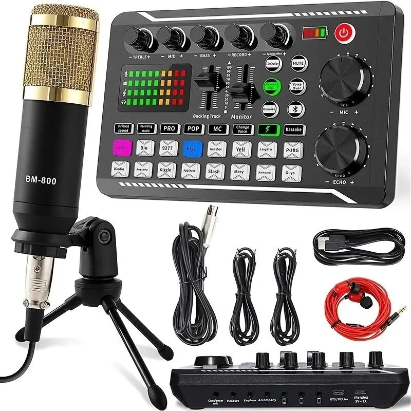 DJ Equipment Microphone Console Studio Cable Phone Mixing Computer Live Voice Mixer F998 Sound Card