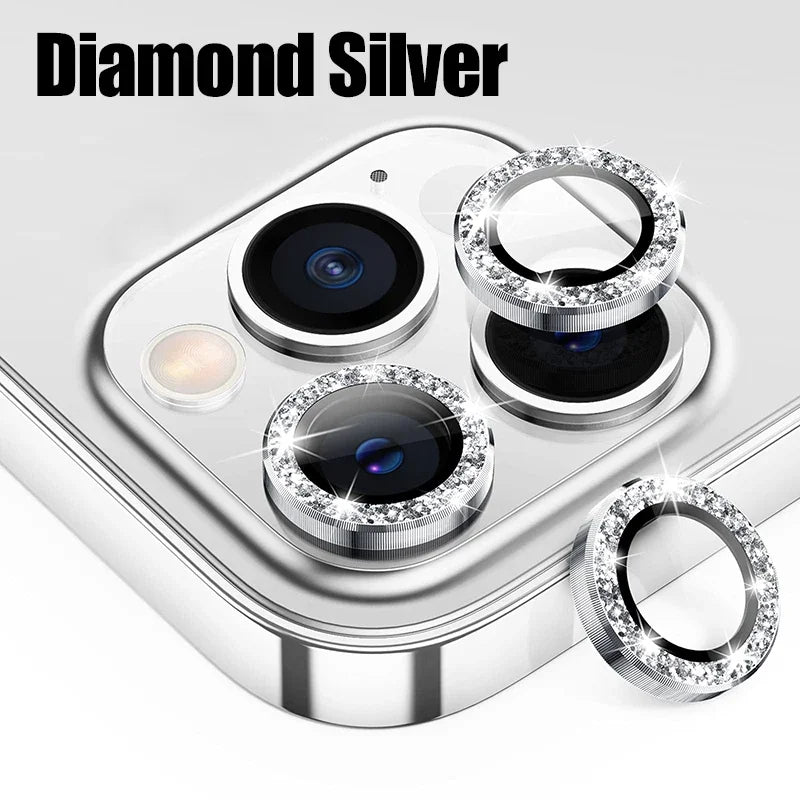 3PCS Camera Lens Protector For iPhone 11 12 13 Pro Max 14 15 16 Pro Max Diamond Metal Protective Glass For iPhone 14 15 16 Plus