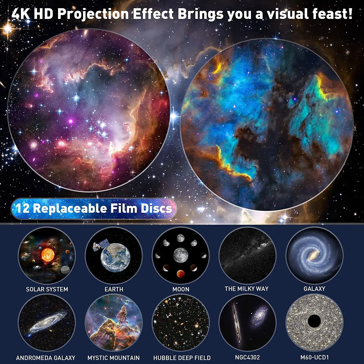 Star Projector,13 in 1 Planetarium Galaxy Projecto,360°RotationHD Image, Birthday ,Christmas Decor