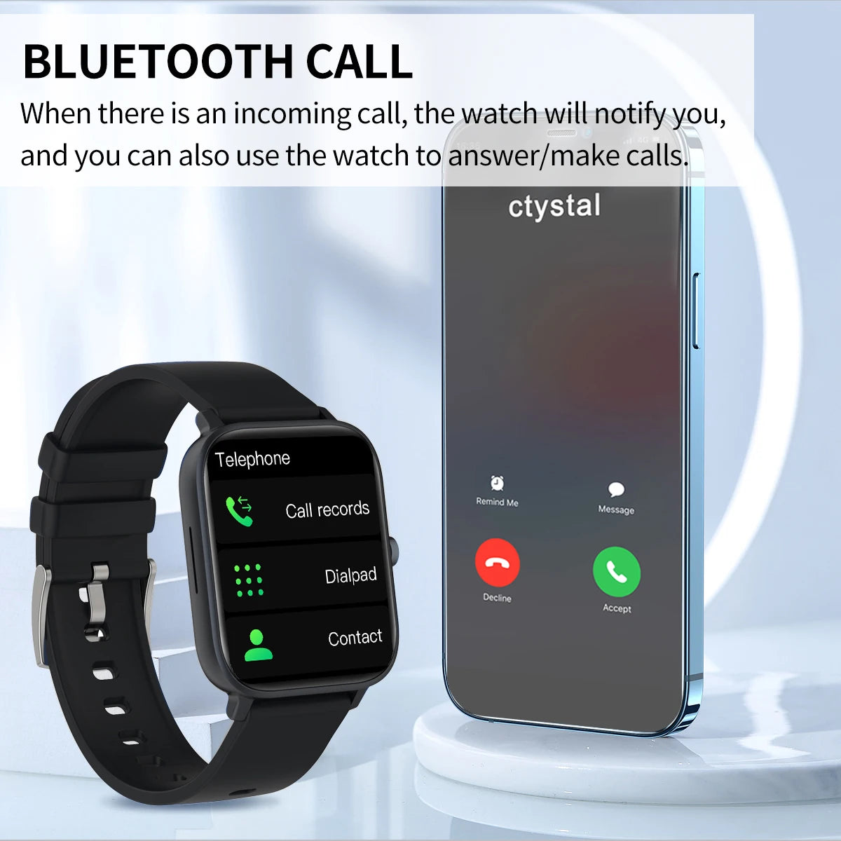 Bluetooth Call Smart Watch 1.7 Inch Full Touch Screen Multi Sports Modes Sleep