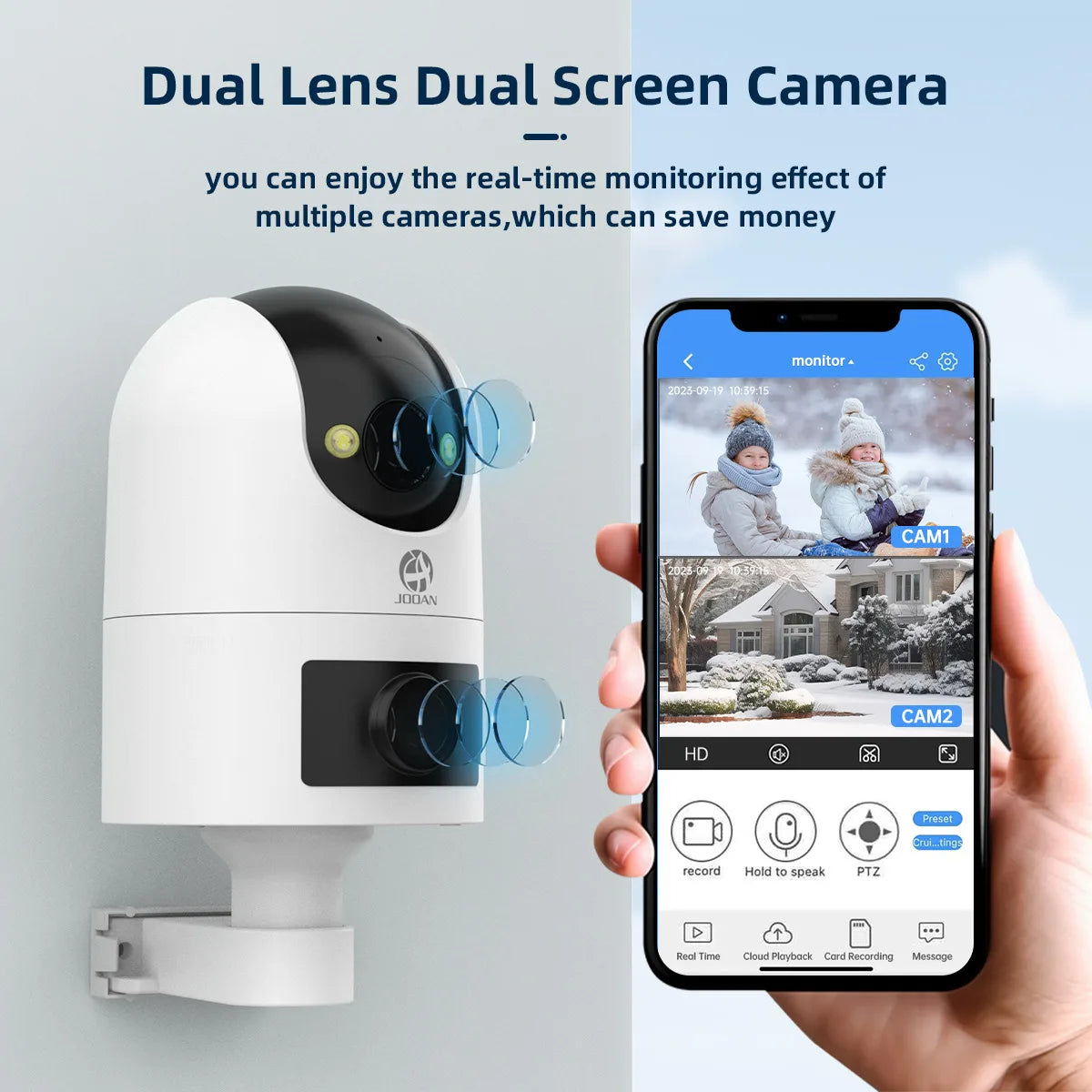 4K PTZ IP Camera Outdoor Waterproof Dual Lens 5G WiFi Security Camera Auto Tracking Video Surveillance Camera Baby Monitor