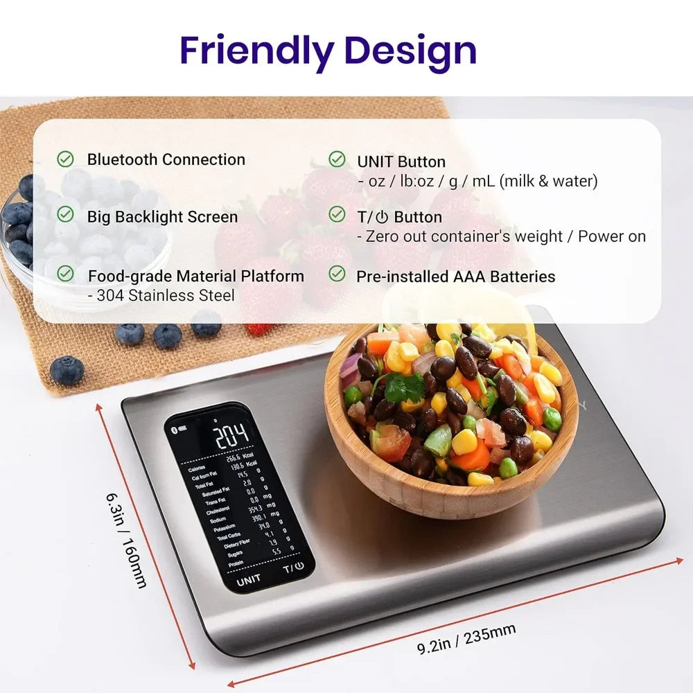 Food Kitchen Scale, Digital Grams and Ounces for Weight Loss With Smart