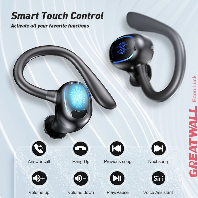 GREATWALL Wireless Bluetooth Earphones HiFi Stereo Headphones Sports