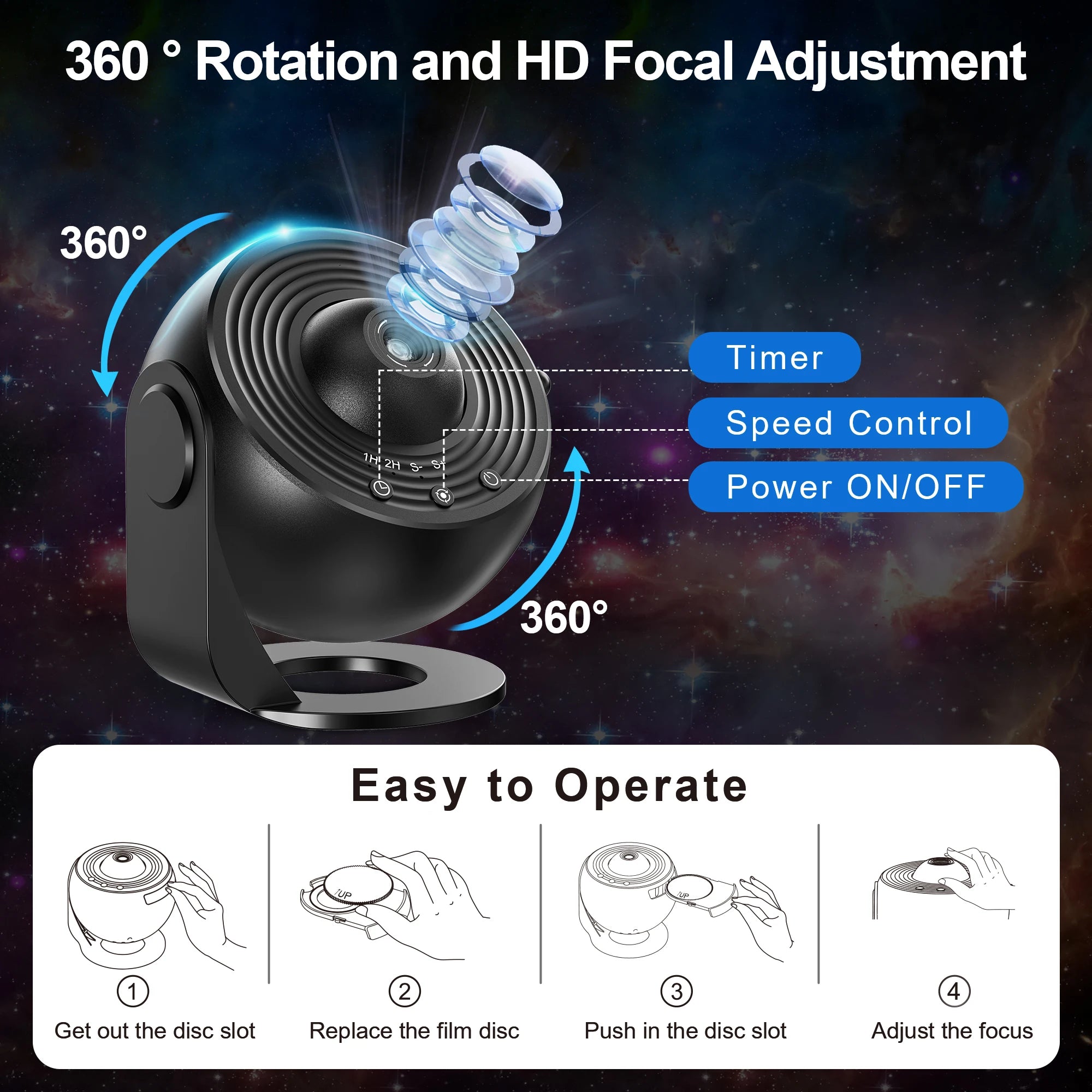 Star Projector,13 in 1 Planetarium Galaxy Projecto,360°RotationHD Image, Birthday ,Christmas Decor