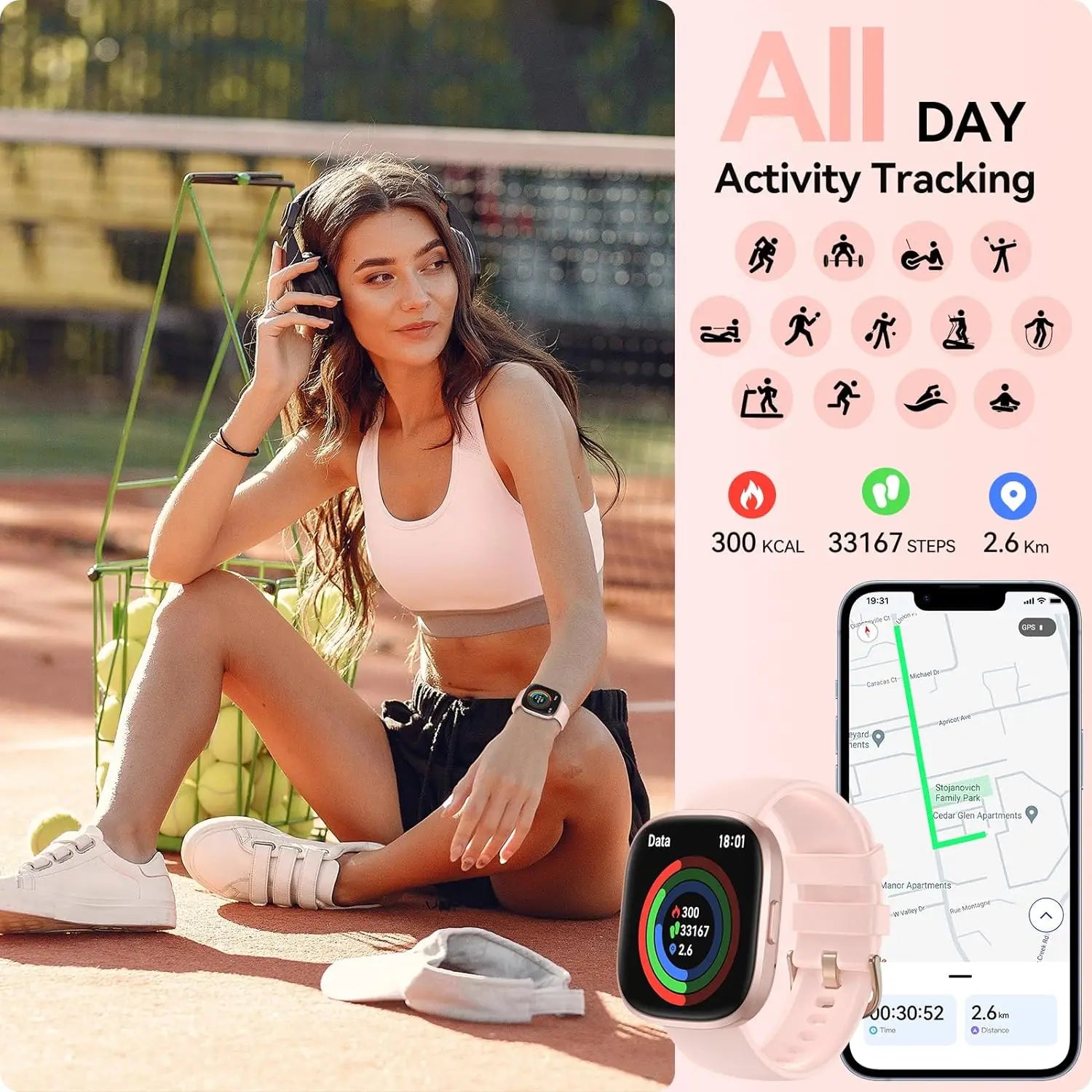 Smart Watch(Answer/Make Call), 1.83" HD