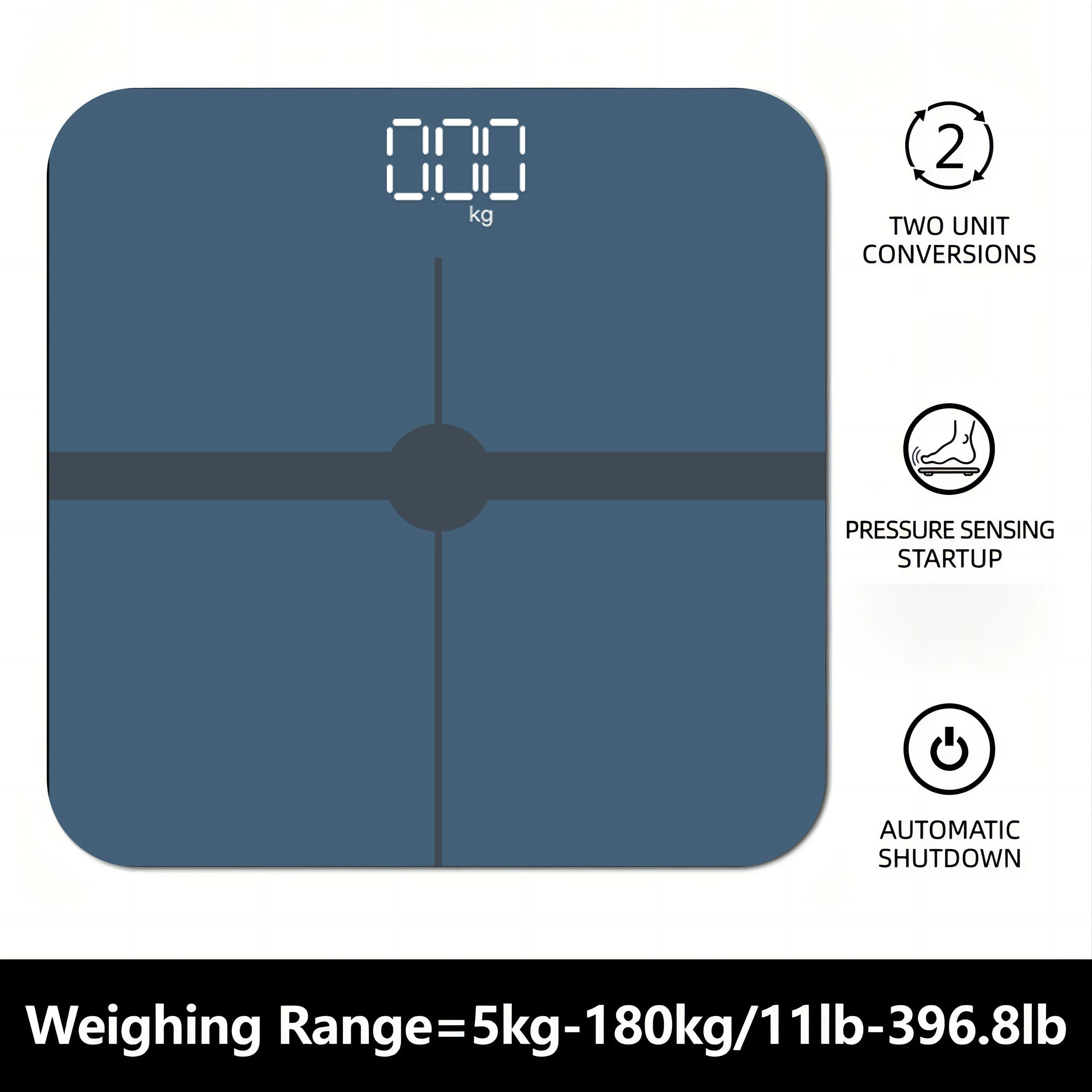 Blue Digital Bathroom Scale for Body Weight, Smart Scale with LCD Display,Temperature