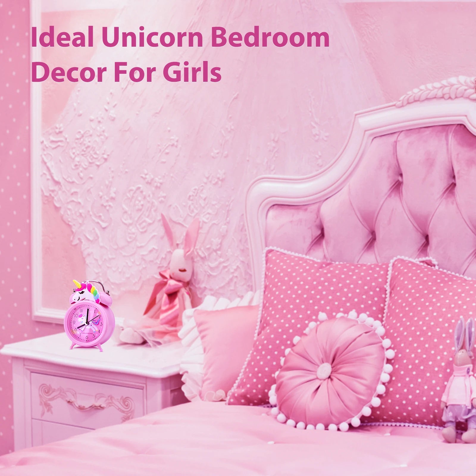 Pink Unicorn Children's Alarm Clock Cartoon Desktop